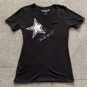 Dallas Cowboys Black Short Sleeve V-neck Tee Shirt